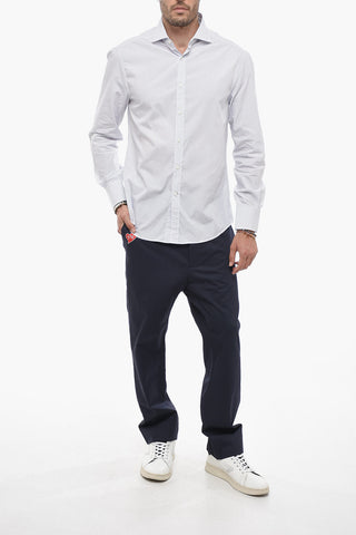 Camicia Slim Fit a Quadretti con Collo Francese