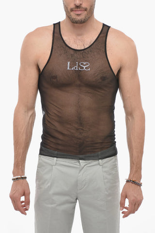 Sheer UNISEX Tank Top With Rhinestone Logo