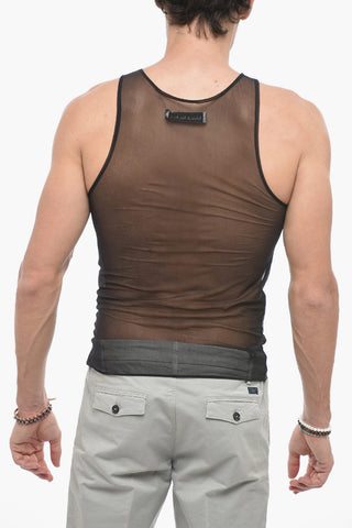 Sheer UNISEX Tank Top With Rhinestone Logo