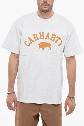 Solid Color LOCKER Crew-neck T-Shirt with Printed Logo