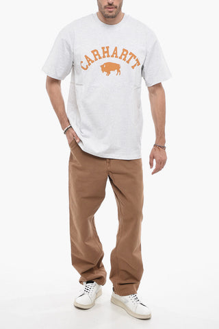 Solid Color LOCKER Crew-neck T-Shirt with Printed Logo