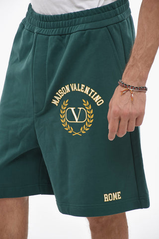 Solid Color Sweatshorts with Printed Logo