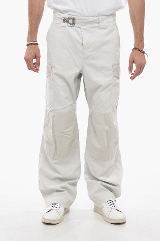 Pantaloni Cargo in Cotone Stretch con Chiusura a Moschettone