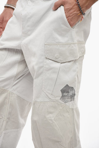 Pantaloni Cargo in Cotone Stretch con Chiusura a Moschettone