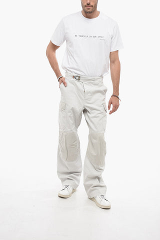 Pantaloni Cargo in Cotone Stretch con Chiusura a Moschettone