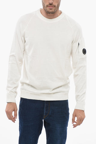 Lightweight Cotton Crew-neck Sweater with Sleeve Pocket