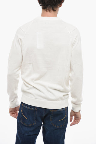 Lightweight Cotton Crew-neck Sweater with Sleeve Pocket