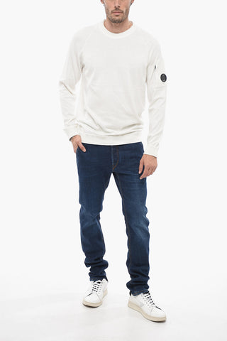 Lightweight Cotton Crew-neck Sweater with Sleeve Pocket