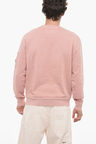 Brushed Cotton Crew-neck Sweatshirt with Sleeve Pocket