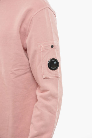 Brushed Cotton Crew-neck Sweatshirt with Sleeve Pocket