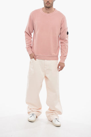Brushed Cotton Crew-neck Sweatshirt with Sleeve Pocket