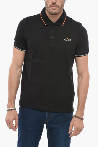 Contrasting Trims 2-Buttons Cotton Polo Shirt