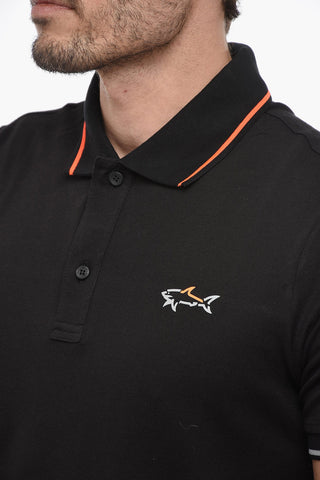 Contrasting Trims 2-Buttons Cotton Polo Shirt