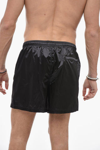 Solid Color Swim Shorts with 3 Pockets