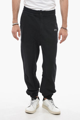 Brushed Cotton Joggers With Embroidered Logo