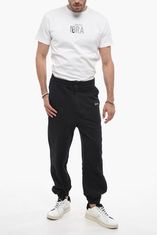 Brushed Cotton Joggers With Embroidered Logo