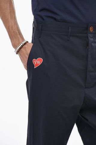 Organic Cotton Pants with Contrasting Embroidery