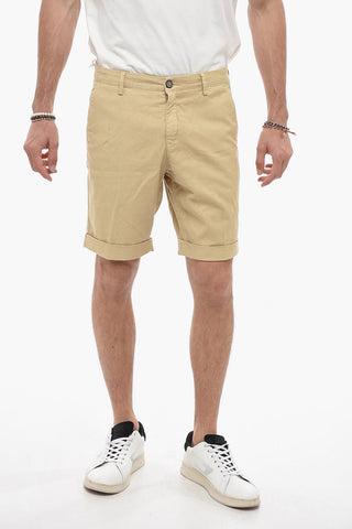Cuffed Hem Cotton Twill Shorts