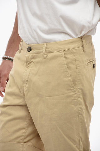 Cuffed Hem Cotton Twill Shorts
