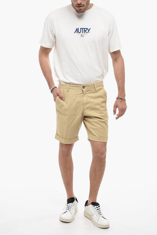 Cuffed Hem Cotton Twill Shorts