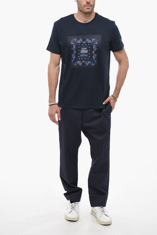Paisely Patterned Solid Color Crew-neck T-Shirt