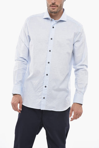 Mandarin Collar Flax Blend Shirt