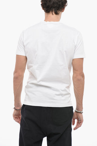 Solid Color IBRA Crew-neck T-Shirt with Contrasting Print