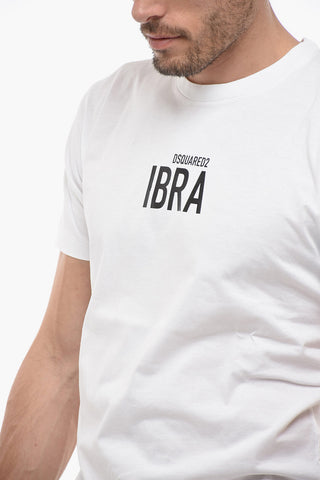 Solid Color IBRA Crew-neck T-Shirt with Contrasting Print