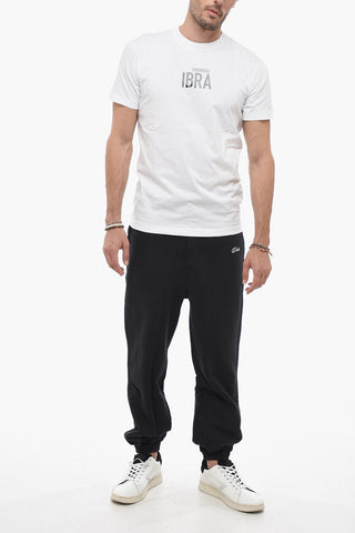 Solid Color IBRA Crew-neck T-Shirt with Contrasting Print