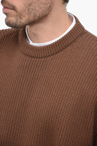 Solid Color Lightweight Cotton Crew-neck Sweater