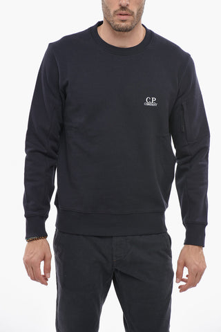 Brushed Cotton Crew-neck Sweatshirt with Embroidered Logo