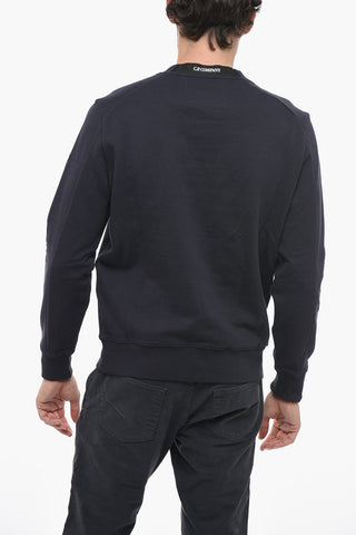 Brushed Cotton Crew-neck Sweatshirt with Embroidered Logo