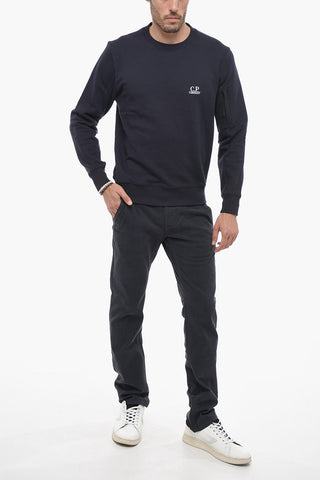 Brushed Cotton Crew-neck Sweatshirt with Embroidered Logo