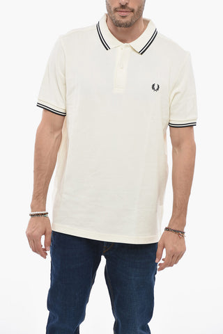 Solid Color Cotton Pique' Polo Shirt with Contrasting Details