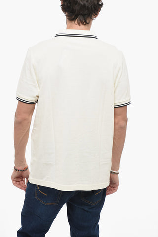 Solid Color Cotton Pique' Polo Shirt with Contrasting Details
