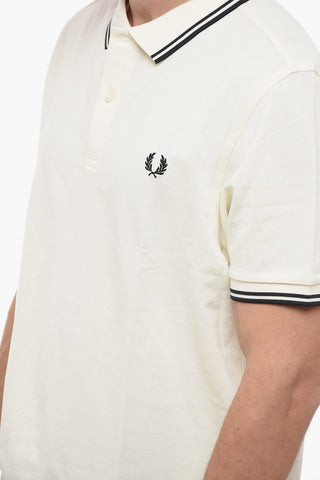 Solid Color Cotton Pique' Polo Shirt with Contrasting Details