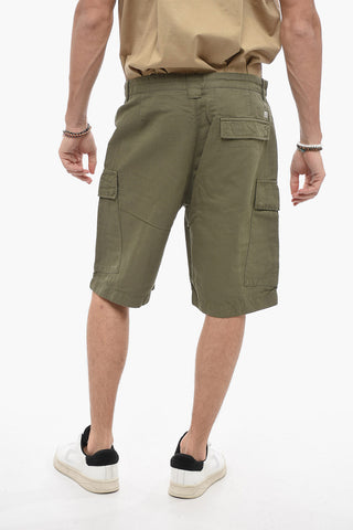 Shorts Cargo in Cotone e Lino con Passanti