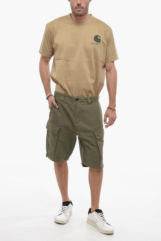 Shorts Cargo in Cotone e Lino con Passanti