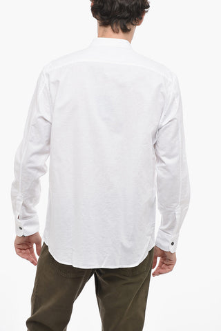 mandarin Collar Flax Blend Shirt