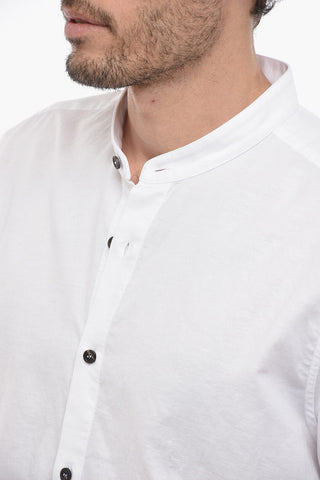mandarin Collar Flax Blend Shirt