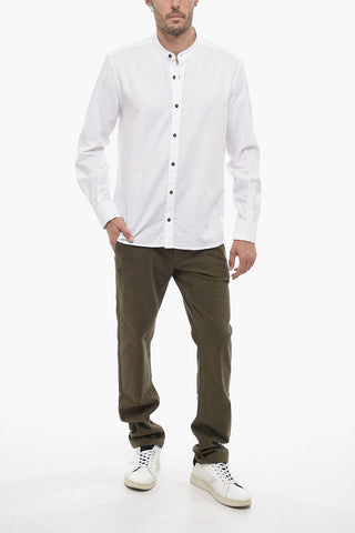 mandarin Collar Flax Blend Shirt