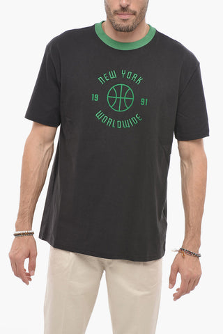 RHUIGI Contrasting Embroidered Crew-Neck T-shirt