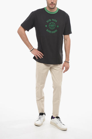 RHUIGI Contrasting Embroidered Crew-Neck T-shirt