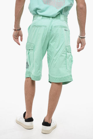 Shorts Cargo in Cotone Stretch con Chiusura a Moschettone