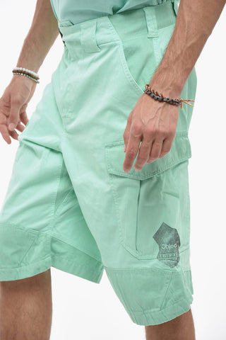 Shorts Cargo in Cotone Stretch con Chiusura a Moschettone