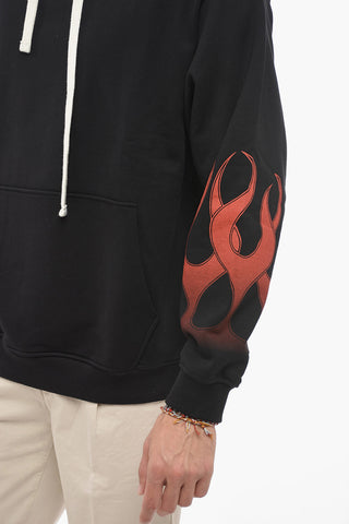 Felpa Con Cappuccio In Cotone Garzato Con Stampa Logo