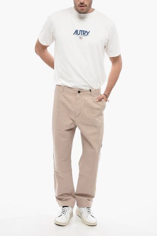 Pantaloni a 1 Pince in Cotone e Lino con Passanti