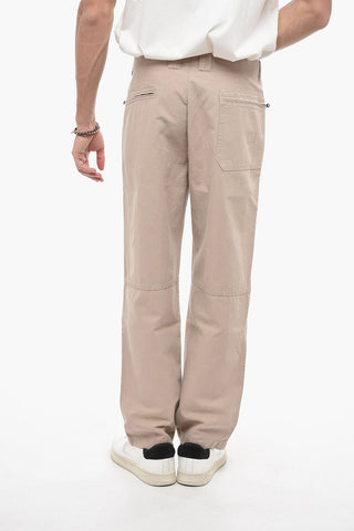 Pantaloni a 1 Pince in Cotone e Lino con Passanti