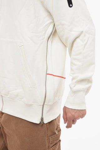Felpa Con Cappuccio In Cotone Garzato Con Stampa Logo E Zip
