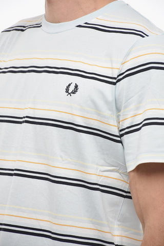 T-Shirt Girocollo a Righe con Logo Ricamato